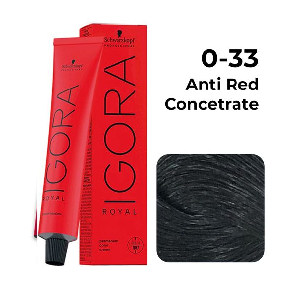 Schwarzkopf Professional Igora Royal Permanent Color Creme (0-33 Anti Red Concetrate) - Pinkbliss