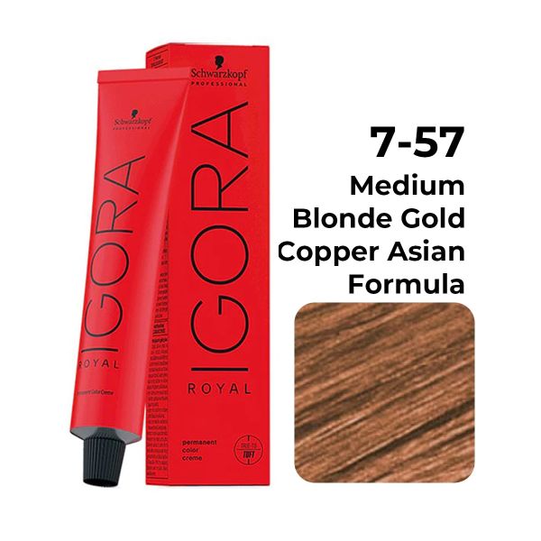 Schwarzkopf Professional Igora Royal Permanent Color Creme (7-57 Medium Blonde Gold Copper Asian Formula) - Pinkbliss