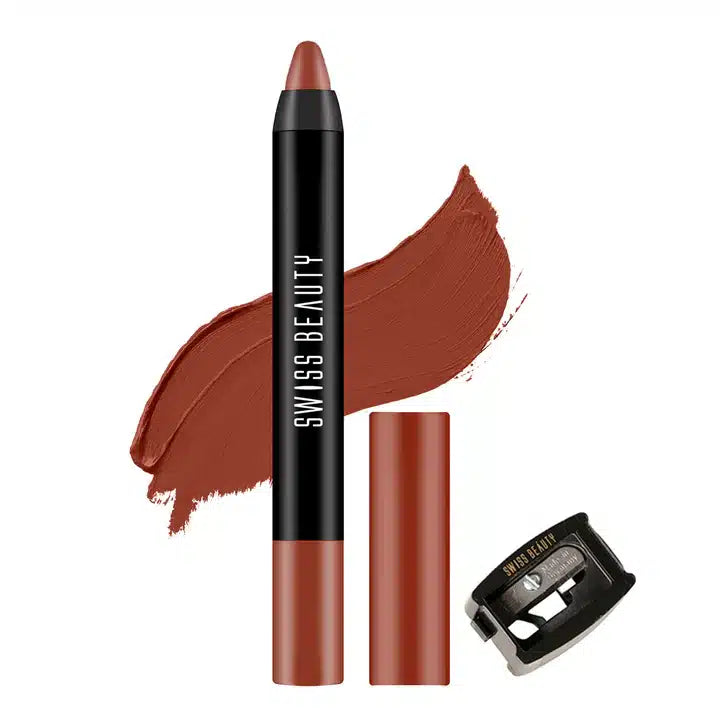 Swiss Beauty Stay on Matte Lip Crayon 24 shades - Brownie Point - Pinkbliss