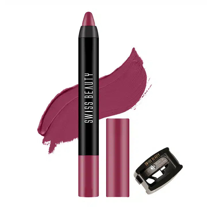 Swiss Beauty Stay on Matte Lip Crayon 24 shades - Burgundy - Pinkbliss