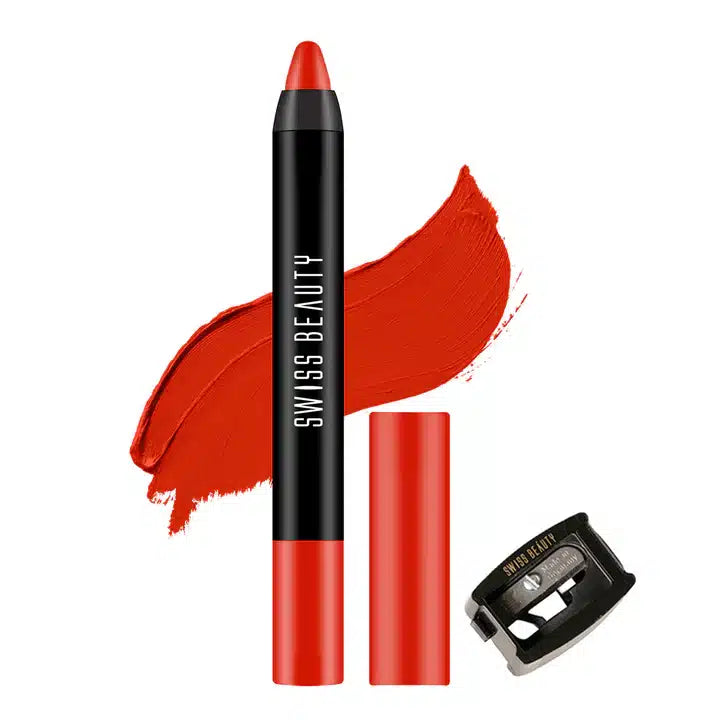 Swiss Beauty Stay on Matte Lip Crayon 24 shades - Orange Red - Pinkbliss