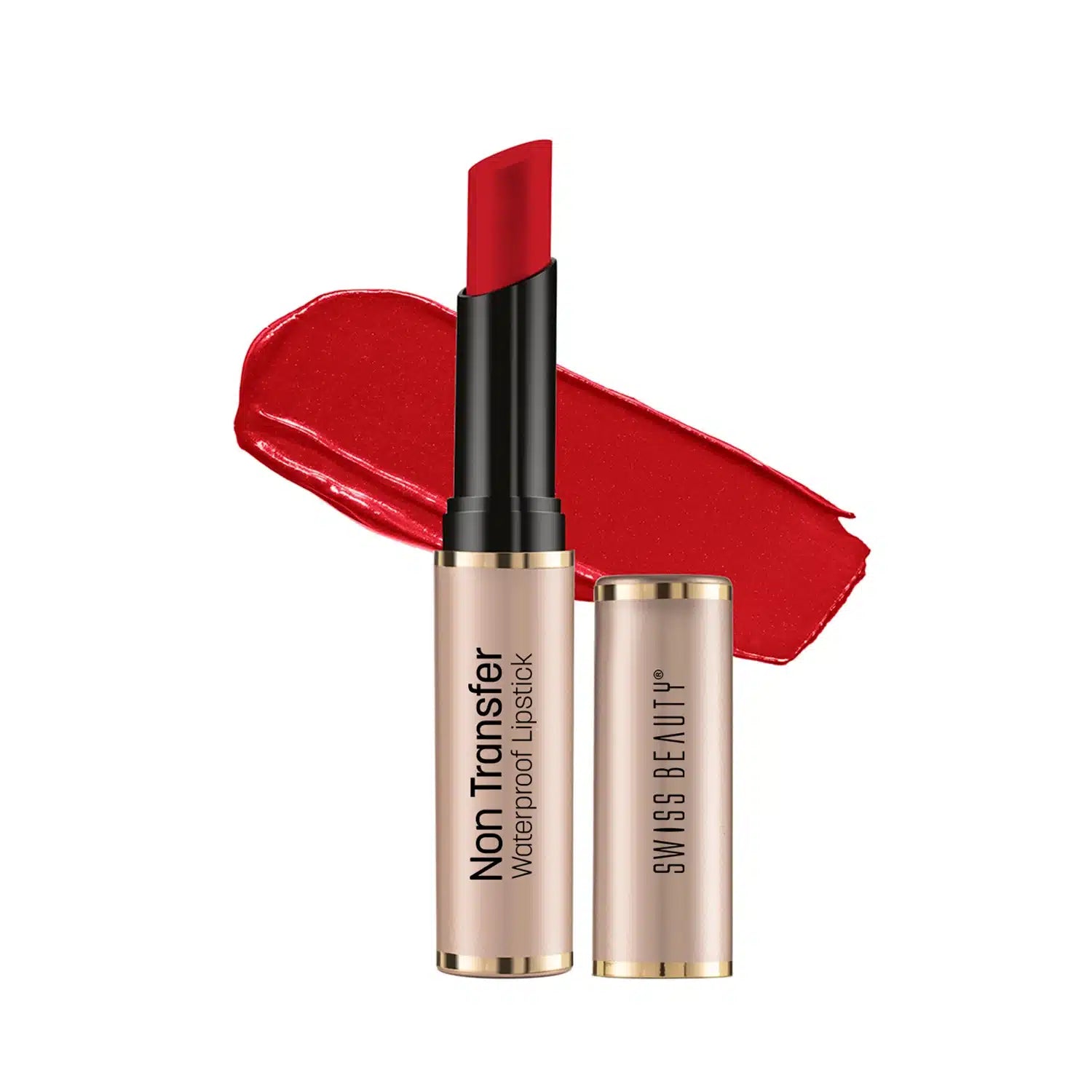 Swiss Beauty Non-Transfer Lipstick, Matte Finish, Lightweight, Smudge-Proof, Rich Colour Payoff, Non-Drying - Hot-Red - Pinkbliss