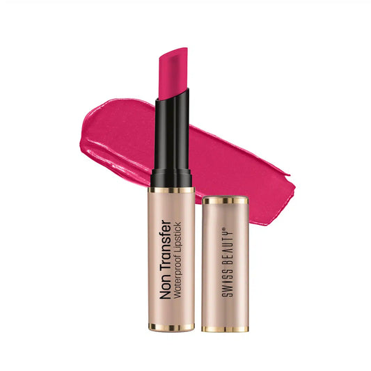 Swiss Beauty Non-Transfer Lipstick, Matte Finish, Lightweight, Smudge-Proof, Rich Colour Payoff, Non-Drying - Loud-Pink - Pinkbliss