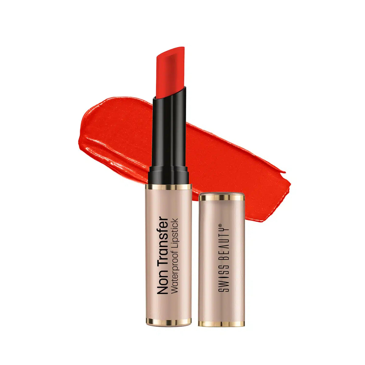 Swiss Beauty Non-Transfer Lipstick, Matte Finish, Lightweight, Smudge-Proof, Rich Colour Payoff, Non-Drying - Orange-Red - Pinkbliss