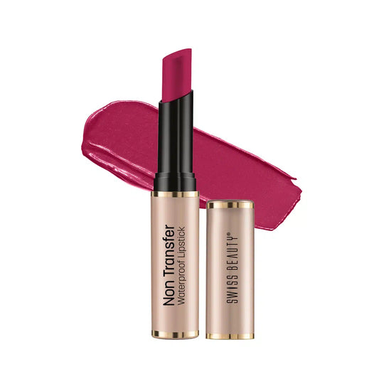 Swiss Beauty Non-Transfer Lipstick, Matte Finish, Lightweight, Smudge-Proof, Rich Colour Payoff, Non-Drying - Vivid-Magenta - Pinkbliss