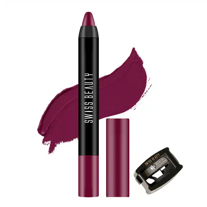 Swiss Beauty Stay on Matte Lip Crayon 24 shades - Purple Villain - Pinkbliss