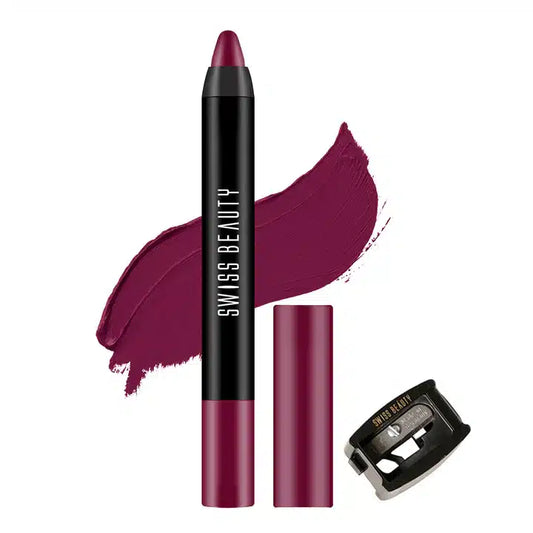 Swiss Beauty Stay on Matte Lip Crayon 24 shades - Purple Villain - Pinkbliss