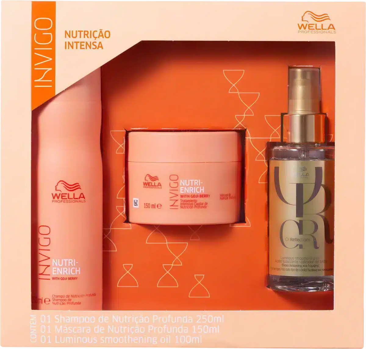 Wella Professionals Invigo Nutri Enrich Shampoo 250ml Mask 150ml and Oil reflection treatment 30ml - Pinkbliss
