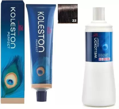 Wella Professionals Welloxon Perfect Hair Color 2/0 (Black) 60g And Developer 6% 20 Vol. 1000ml (New pack) - Pinkbliss
