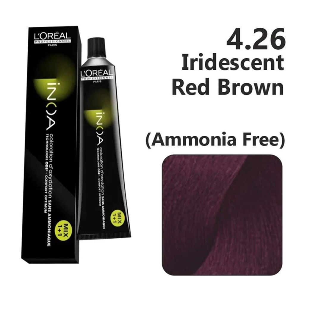 L‚Äôoreal Professionnel Paris INOA Ammonia-free Permanent Hair Color ‚Äì 4.26 (Iridescent Red Brown) - Pinkbliss